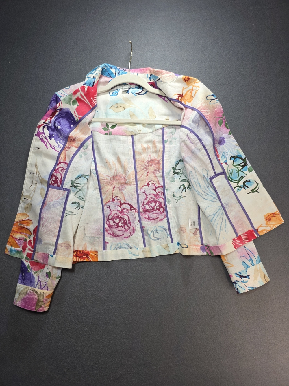 Colorful Floral Button-Front Jacket - Multicolor - Picture 8 of 13